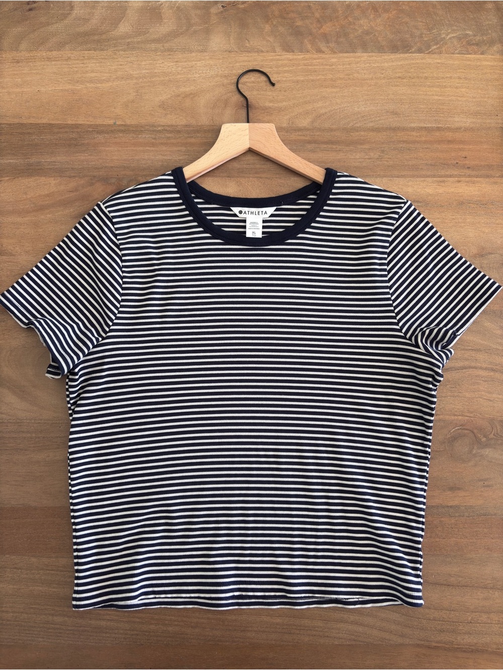 Athleta Signature Rib Crop T-Shirt in Martina Navy Stripe — XL